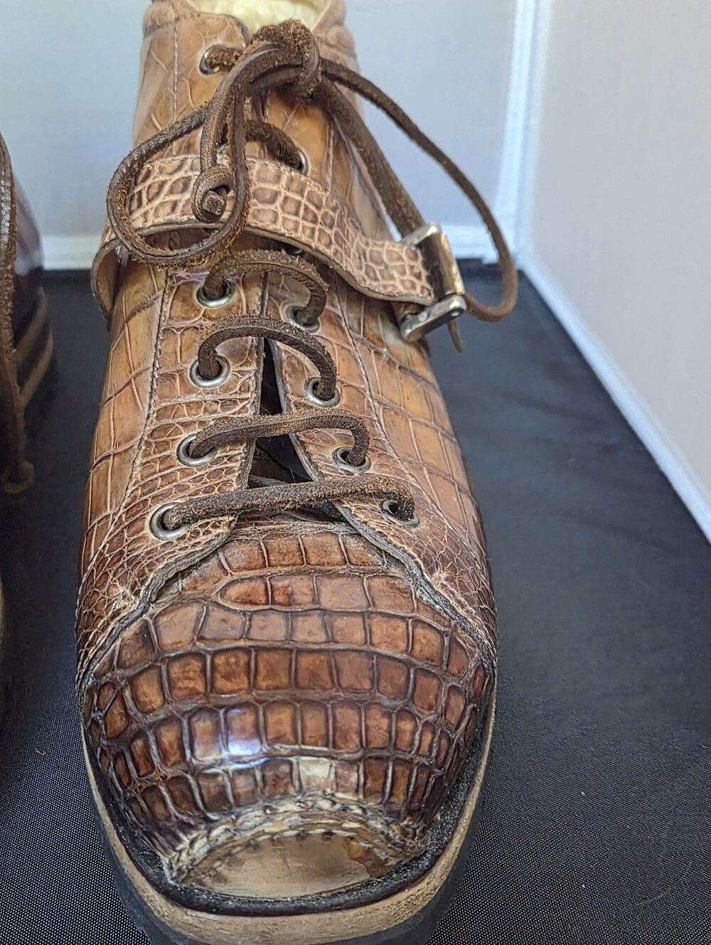 Santoni Luxury Genuine Crocodile Mid-Top Sneaker Boots Cognac Brown Hand-Painted - Picture 3 of 11